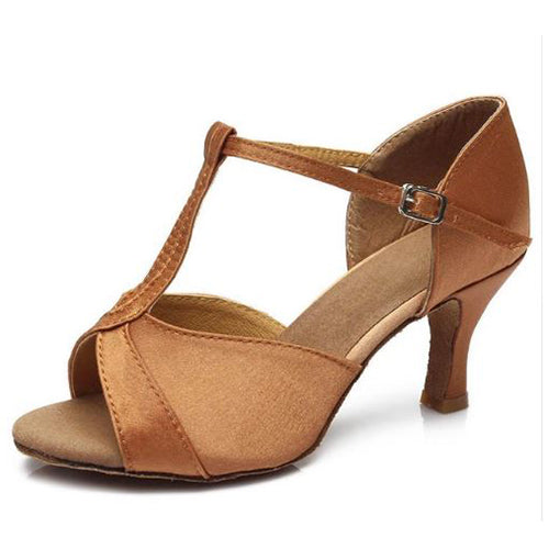 T strap heels clearance brown