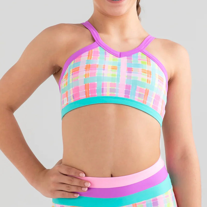 Bardot Checker Crop Top